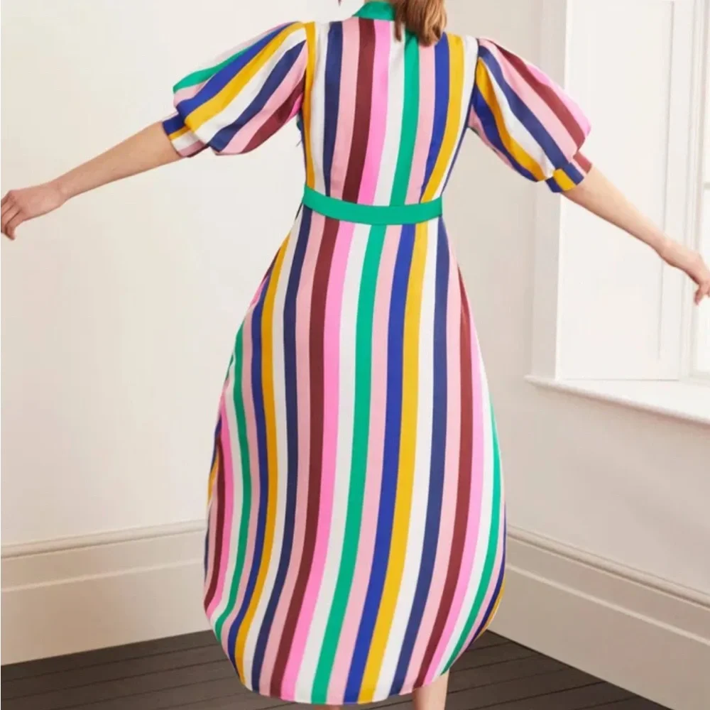 Boden | Mila Midi Colorblock Stripe Dress Necktie size 8 - Picture 9 of 9